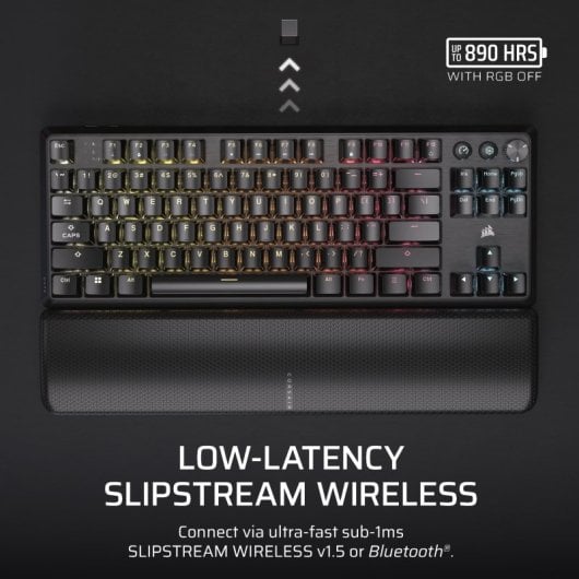 Corsair K70 CORE TKL Kabellose mechanische Gaming-Tastatur, RGB-Schalter, MLX Red V2, Schwarz