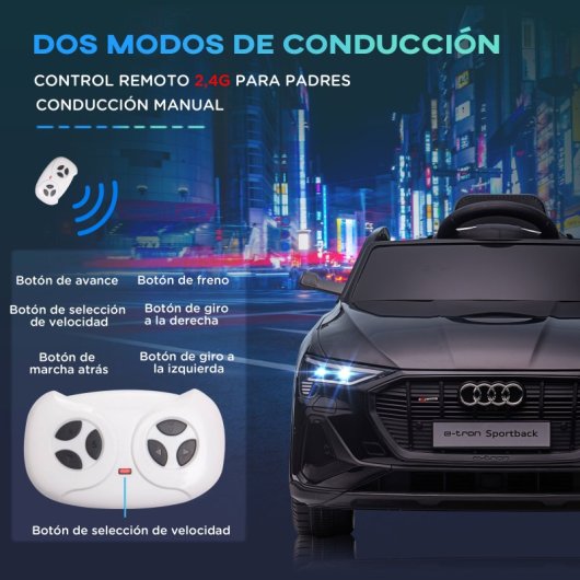 Homcom Audi E-Tron Carro Elétrico para Crianças 3-5 Km/h Preto
