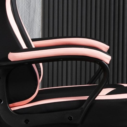 Vinsetto Silla Gaming Basculante con Altura Ajustable y Reposacabezas Rosa