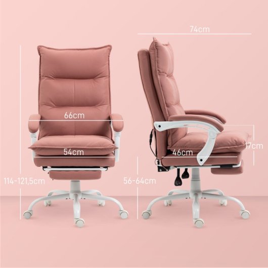 Vinsetto Silla de Oficina con 6 Puntos de Masaje y 5 Modos Rosa
