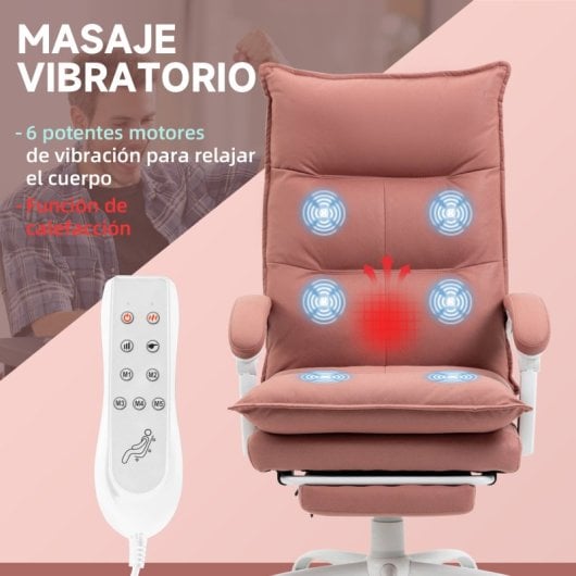 Vinsetto Silla de Oficina con 6 Puntos de Masaje y 5 Modos Rosa