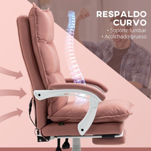 Vinsetto Silla de Oficina con 6 Puntos de Masaje y 5 Modos Rosa