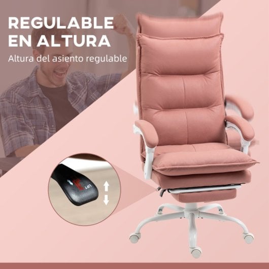 Vinsetto Silla de Oficina con 6 Puntos de Masaje y 5 Modos Rosa