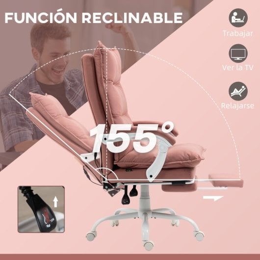 Vinsetto Silla de Oficina con 6 Puntos de Masaje y 5 Modos Rosa
