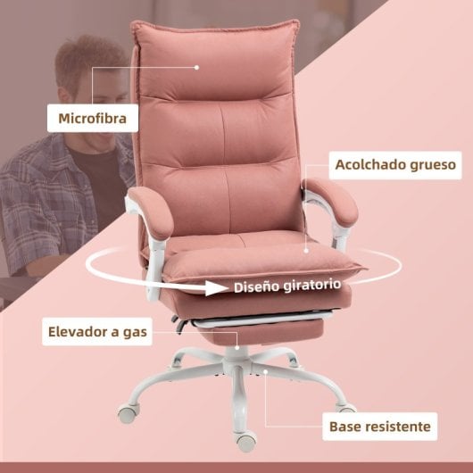 Vinsetto Silla de Oficina con 6 Puntos de Masaje y 5 Modos Rosa