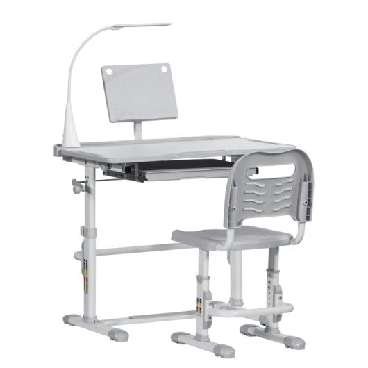 Homcom Juego de Escritorio y Silla Niños con Altura Ajustable y Mesa Inclinable