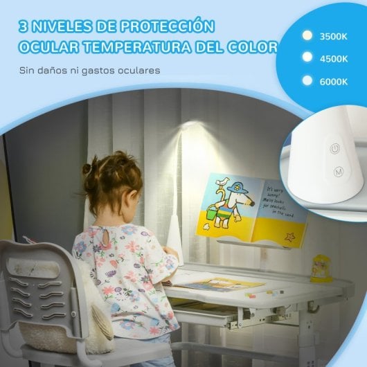 Homcom Juego de Escritorio y Silla Niños con Altura Ajustable y Mesa Inclinable