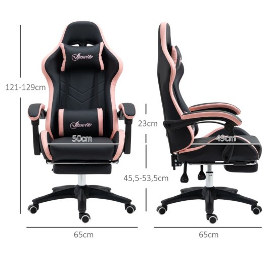 Vinsetto Silla Gaming de Cuero Pu con Altura Ajustable Negro