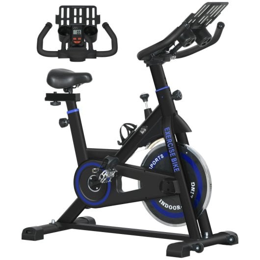 Homcom A90-146V01BU Bicicleta Estática con Resistencia Regulable Pantalla LCD Azul