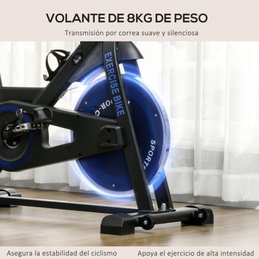 Homcom A90-146V01BU Bicicleta Estática con Resistencia Regulable Pantalla LCD Azul