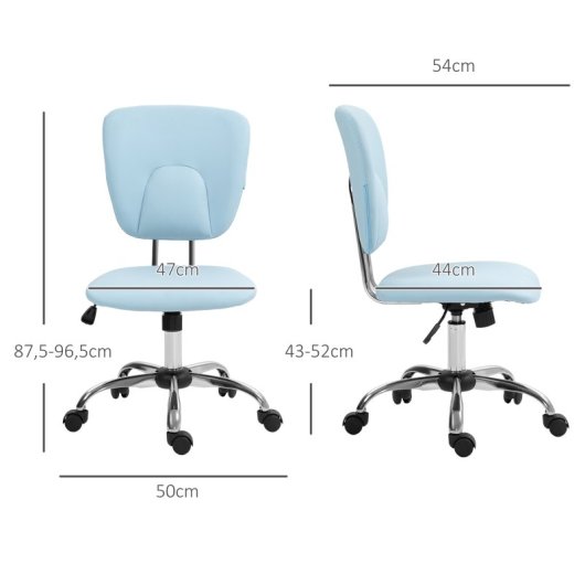 Vinsetto Silla de Oficina con Altura Ajustable e Inclinación Azul