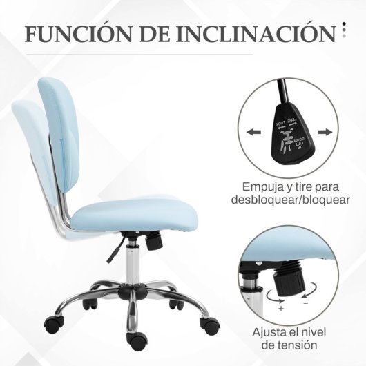 Vinsetto Silla de Oficina con Altura Ajustable e Inclinación Azul