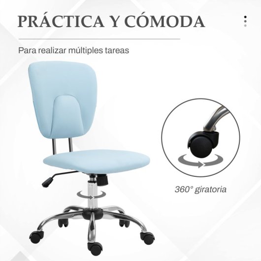 Vinsetto Silla de Oficina con Altura Ajustable e Inclinación Azul