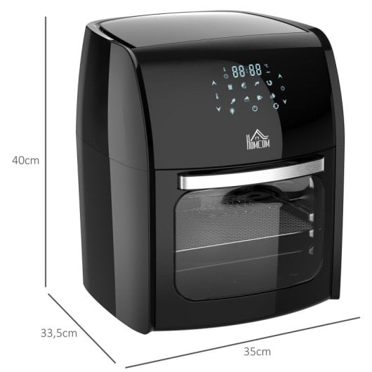 Homcom Freidora de Aire 3 en 1 con 8 Programas con Ventana 12L 1800W Negro