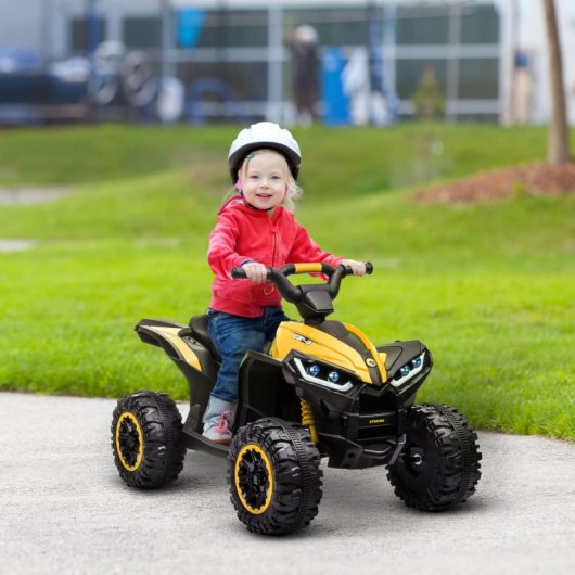 Homcom Quad Eléctrico con 2 Motores, Faros, Bocina para Niños 3-5 Años Amarillo