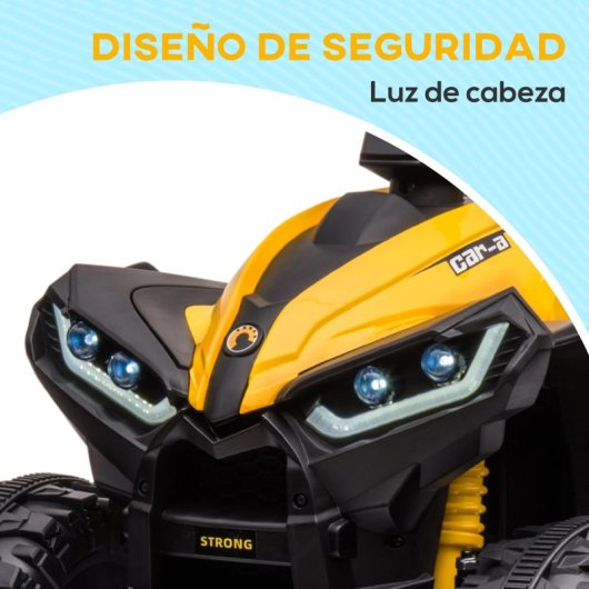 Homcom Quad Eléctrico con 2 Motores, Faros, Bocina para Niños 3-5 Años Amarillo