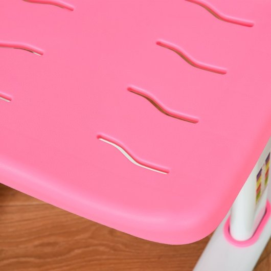 Homcom Juego de Escritorio y Silla para Niños de +6 Años Altura Ajustable Rosa