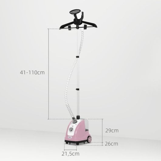 Homcom Plancha de Vapor Vertical con Temperatura Ajustable 1.4L 1800W Rosa
