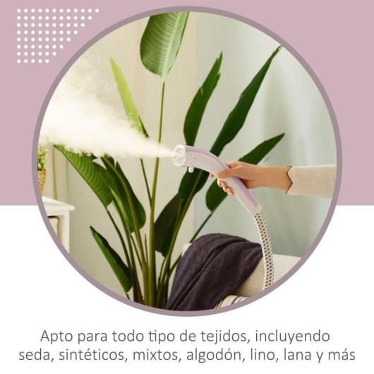 Homcom Plancha de Vapor Vertical con Temperatura Ajustable 1.4L 1800W Rosa