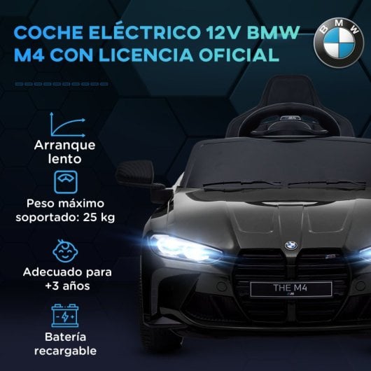 Aiyaplay BMW M4 Coche Eléctrico con Mando a Distancia para Niños Negro