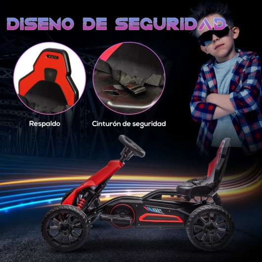 Homcom Go Kart Coche Eléctrico para Niños de 3 a 8 Años 100x58x58,5cm Rojo