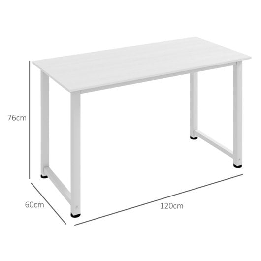 Homcom Mesa De Escritorio Moderna Con Marco De Acero 120x60x76 Cm Blanco