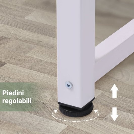 Homcom Mesa De Escritorio Moderna Con Marco De Acero 120x60x76 Cm Blanco