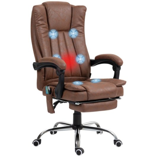 Vinsetto Silla de Oficina con Masaje con 6 Puntos de Masaje Reclinable Marrón