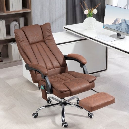 Vinsetto Silla de Oficina con Masaje con 6 Puntos de Masaje Reclinable Marrón