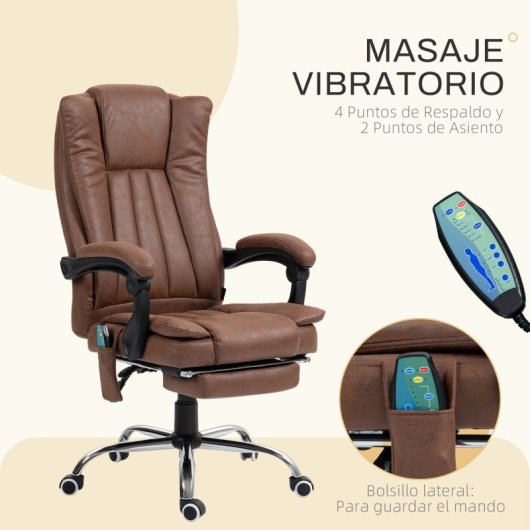 Vinsetto Silla de Oficina con Masaje con 6 Puntos de Masaje Reclinable Marrón