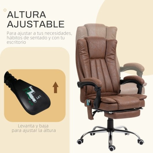 Vinsetto Silla de Oficina con Masaje con 6 Puntos de Masaje Reclinable Marrón