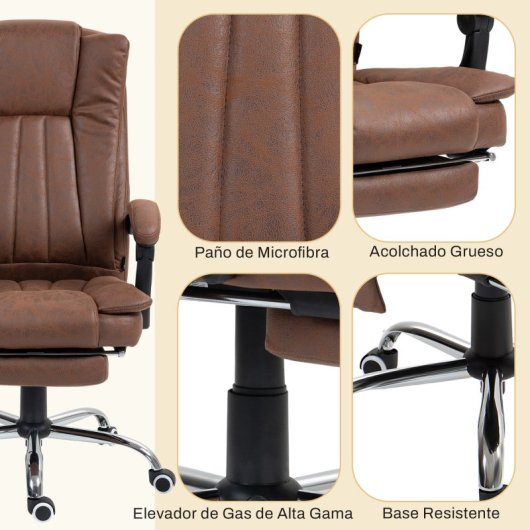 Vinsetto Silla de Oficina con Masaje con 6 Puntos de Masaje Reclinable Marrón
