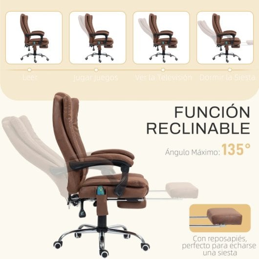 Vinsetto Silla de Oficina con Masaje con 6 Puntos de Masaje Reclinable Marrón