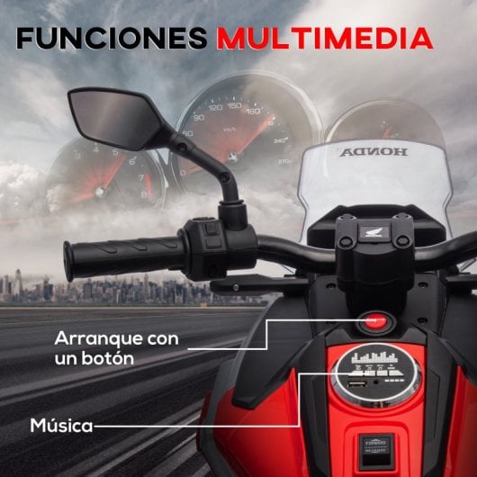 Aiyaplay Honda Moto Eléctrica para Niños de +3 Años Rojo