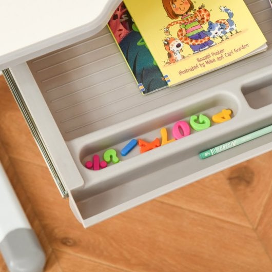 Homcom Juego De Escritorio Y Silla Para Niños De +6 Años Altura Ajustable Gris