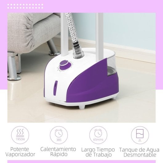 Homcom Plancha Vertical con Temperatura Ajustable en 11 Niveles 2L 1950W Morado