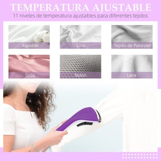 Homcom Plancha Vertical con Temperatura Ajustable en 11 Niveles 2L 1950W Morado