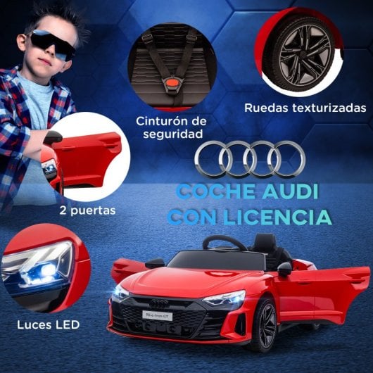 Homcom Audi RS E-Tron GT Carro Elétrico para Crianças +3 Anos 103x58x41cm Vermelho