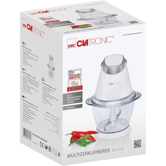 Clatronic MZ 3579 Picadora Eléctrica Multiusos 1L Blanca