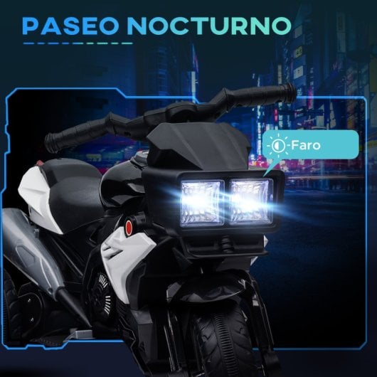 Homcom Moto Eléctrica con Luces y Música para Niños De +3 Años Negro