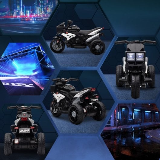 Homcom Moto Eléctrica con Luces y Música para Niños De +3 Años Negro