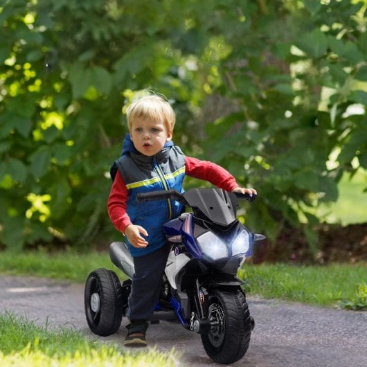 Homcom Moto Eléctrica Infantil con Música, Bocina y Faros +3 Años Azul