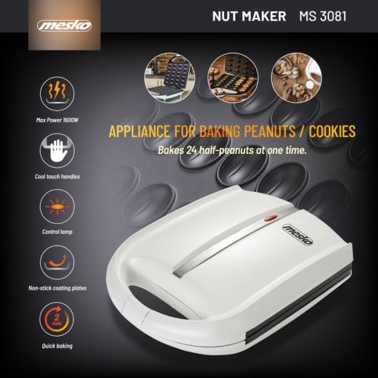 Mesko Ms3081 Hornillo Eléctrico para 24 Galletas Forma de Nuez
