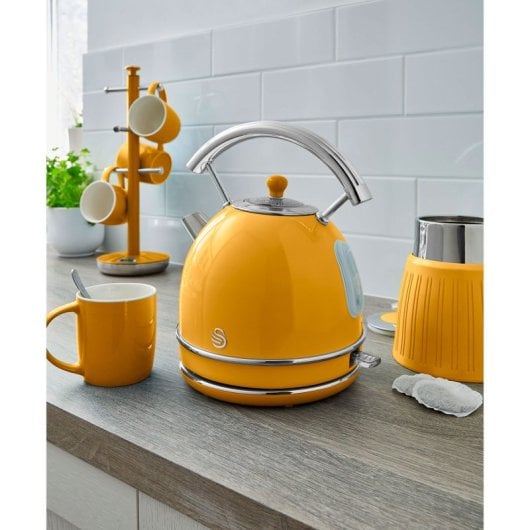 Swan Strp2070yelneu Retro Set Desayuno Hervidora + Tostadora + Microondas Amarillo