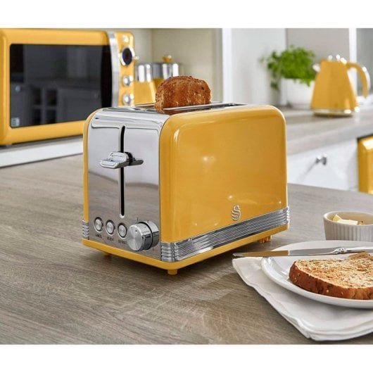 Swan Strp2070yelneu Retro Set Desayuno Hervidora + Tostadora + Microondas Amarillo