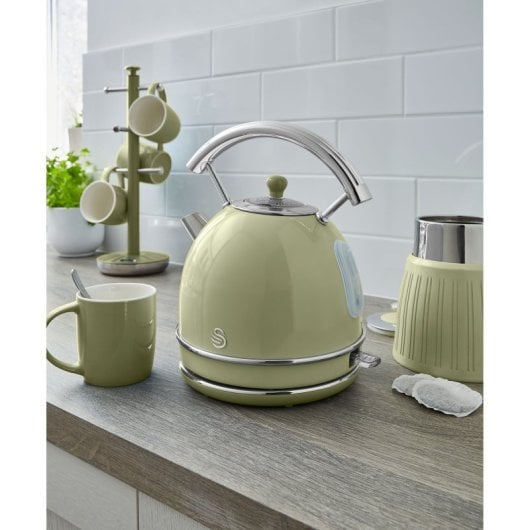 Swan Stp7050gneu Retro Set de Desayuno Hervidora de Agua 1.8L + Tostadora 815W Verde