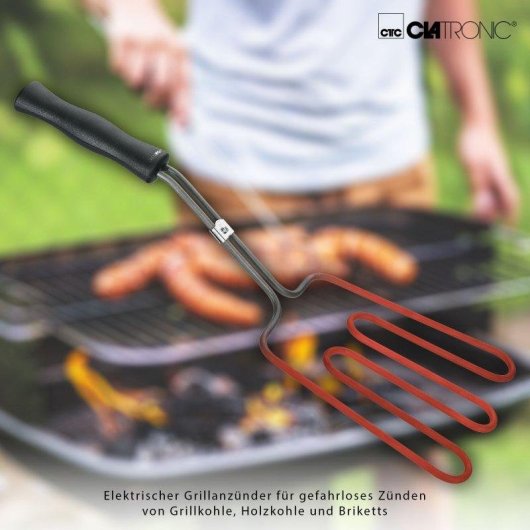 Acessório de Barbecue Clatronic EGA 3404 Inox 800W ignição rápida sem químicos
