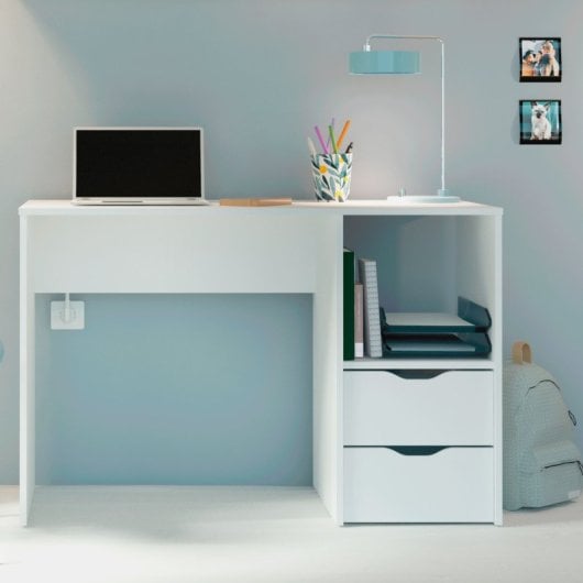 Briebe Bri-1005 Bureau d'ordinateur avec tiroirs 76x115x50cm Blanc