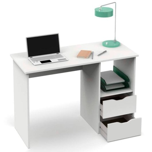Briebe Bri-1005 Bureau d'ordinateur avec tiroirs 76x115x50cm Blanc