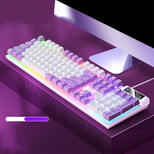 Kinsi K500 Teclado USB RGB Gaming Morado Qwerty USA